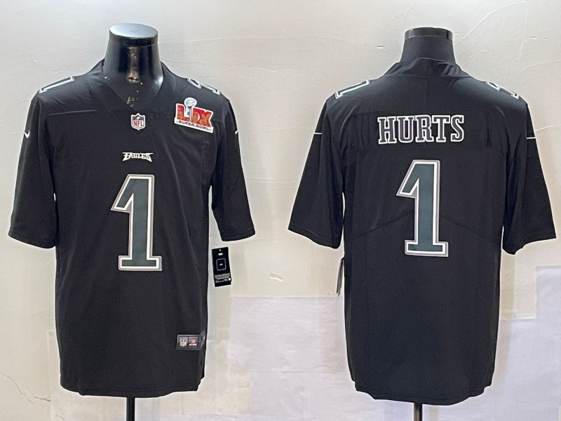 Men Philadelphia Eagles #1 Hurts black 2025 super bowl Nike NFL jersey style 5->philadelphia eagles->NFL Jersey